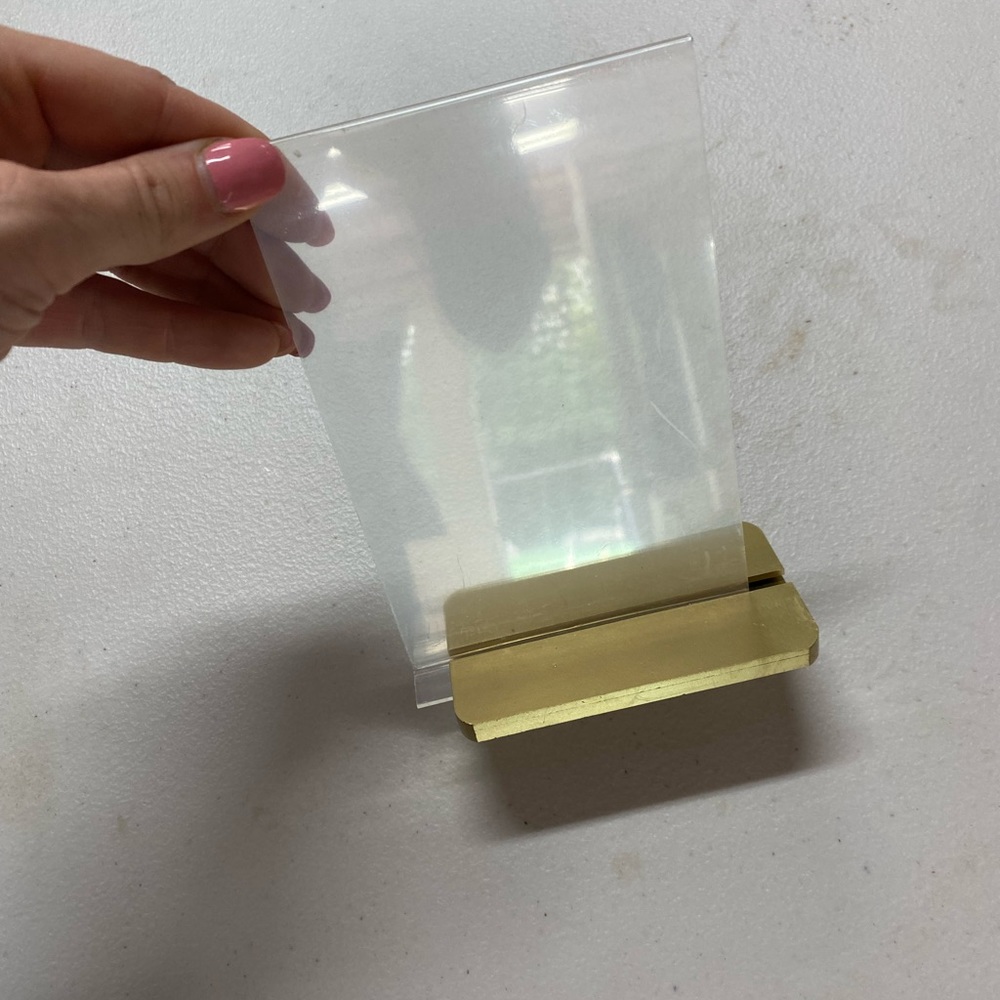 Wedding decor table signs clear gold 8 included -photo frame or signs